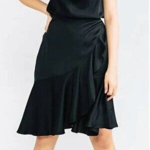 Chloe Kristyn Black Satin Traci Skirt NWT